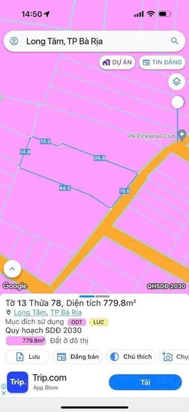 Đất nền Bà Rịa 779m² giá 5.5 tỷ - Phù hợp xây biệt thự nghỉ dưỡng!