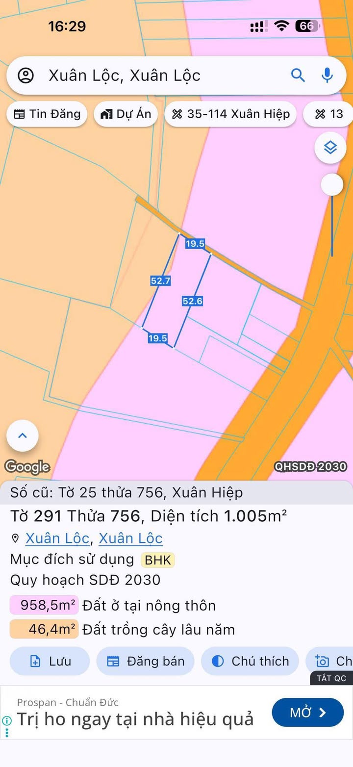 Đất nền Xuân Hiệp 3600m² giá 2 tỷ - Sổ hồng chính chủ