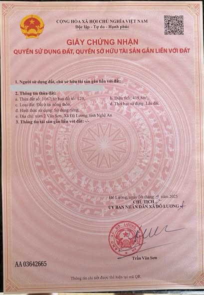 Đất lô góc 2 mặt tiền tại Đô Lương, Nghệ An - Diện tích 420m² giá chỉ 6.72 tỷ!