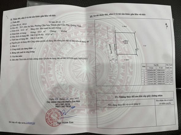 Đất nền Cửa Ông, Cẩm Phả 63m² giá chỉ 700 triệu - Hướng Tây tứ mệnh!