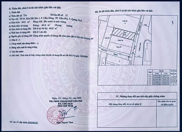 Đất nền trung tâm phường Cẩm Phả, 64m² giá chỉ 1 tỷ - Đầu tư sinh lời ngay!