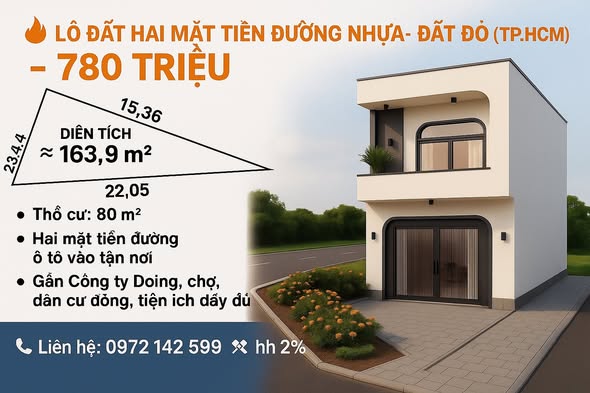 Lô đất giá rẻ Long Tân - Đất Đỏ 163,9m² chỉ 780 triệu - Sổ đỏ chính chủ!