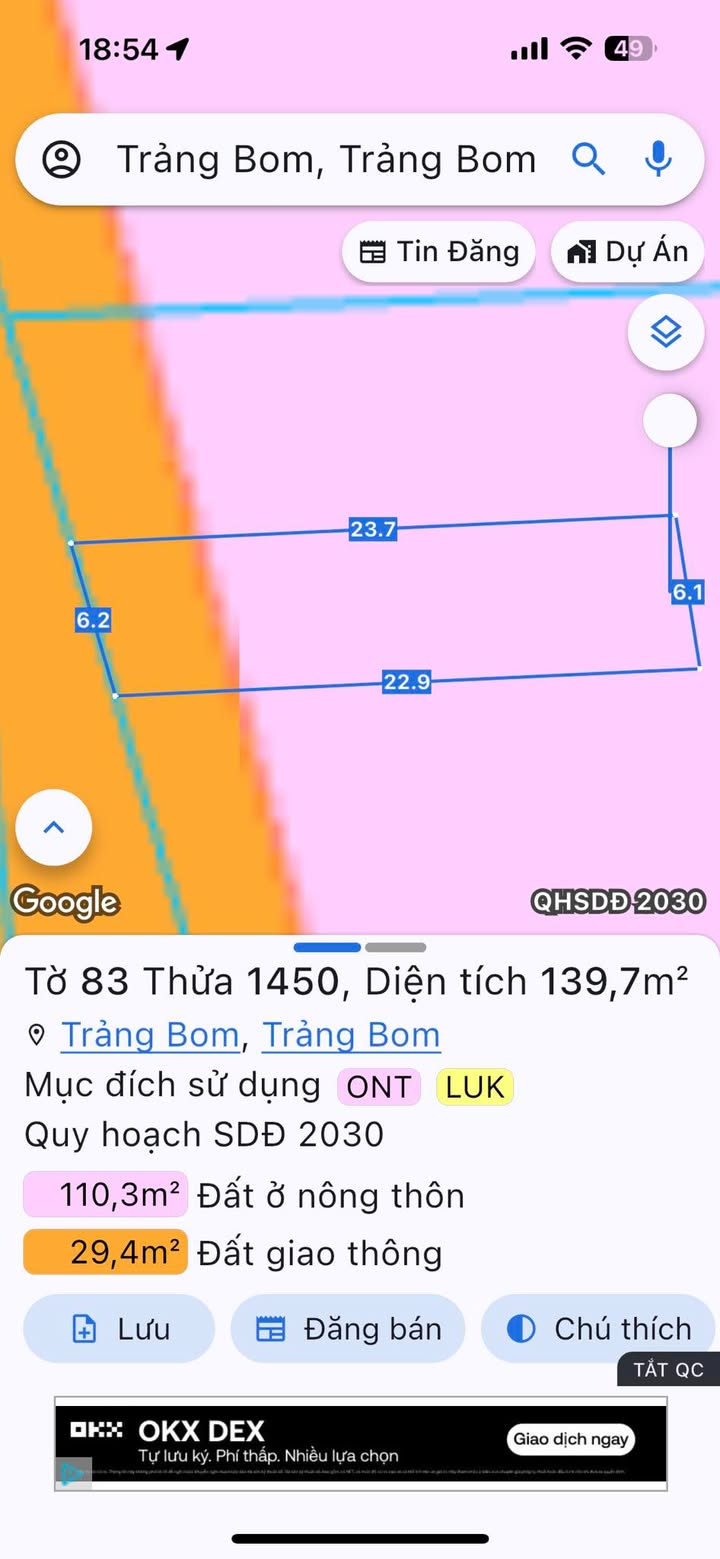 Đất nền Sông Trầu, Trảng Bom 134m² giá 839 triệu - Sổ đỏ chính chủ, xây dựng tự do!