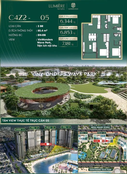 Căn hộ Lumiere Spring Bay 86m² giá 6.48 tỷ - Cơ hội đầu tư hiếm có!