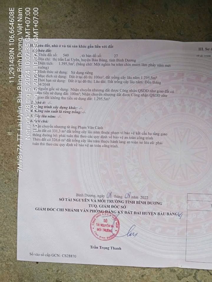 Đất mặt tiền Quốc lộ 13 Lai Uyên 1.395,5m² giá 12 tỷ - Cơ hội đầu tư vàng!