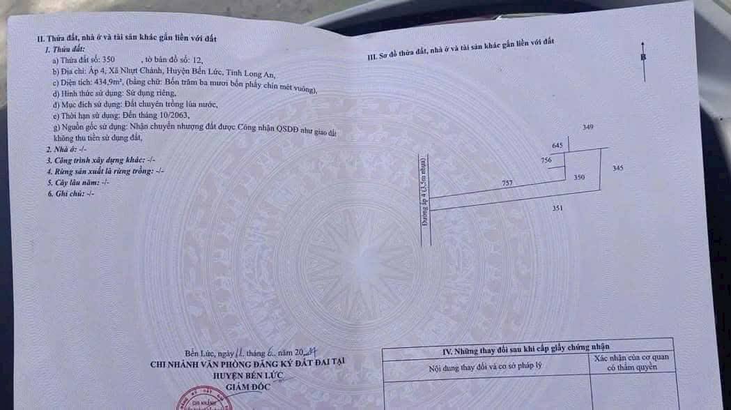 Đất mặt tiền ấp 4 Nhựt Chánh, Bến Lức 934m² giá 2.85 tỷ - Cơ hội đầu tư tuyệt vời!