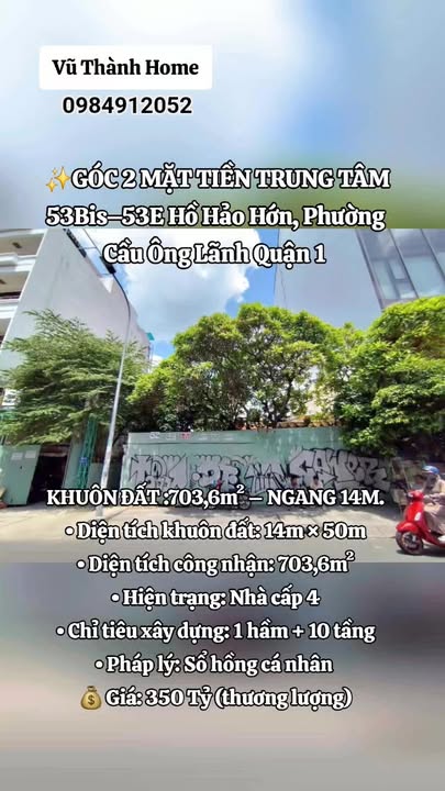 Đất 2 mặt tiền Cầu Ông Lãnh, Quận 1, 703.6m² - Đầu tư sinh lợi cực kỳ hấp dẫn!