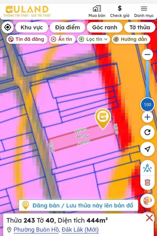 Đất mặt tiền Hùng Vương, Buôn Hồ, 431.65m² giá 8.855 tỷ - Tiềm năng sinh lời cao!