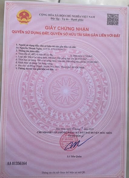 Đất nền đẹp tại ĐT 8, Đông Thạnh, Hóc Môn 1.733m² - Cơ hội đầu tư sinh lời!