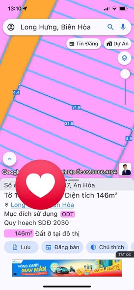 Đất thổ cư tại Phường Long Hưng, Biên Hoà 146m² - Giá chỉ 1.95 tỷ, thương lượng!