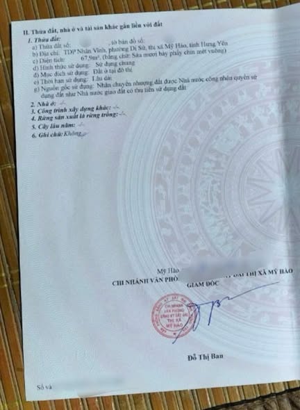 Đất nền Dị Sử, Mỹ Hào 67m² giá chỉ 1.1 tỷ - Sổ đỏ chính chủ!