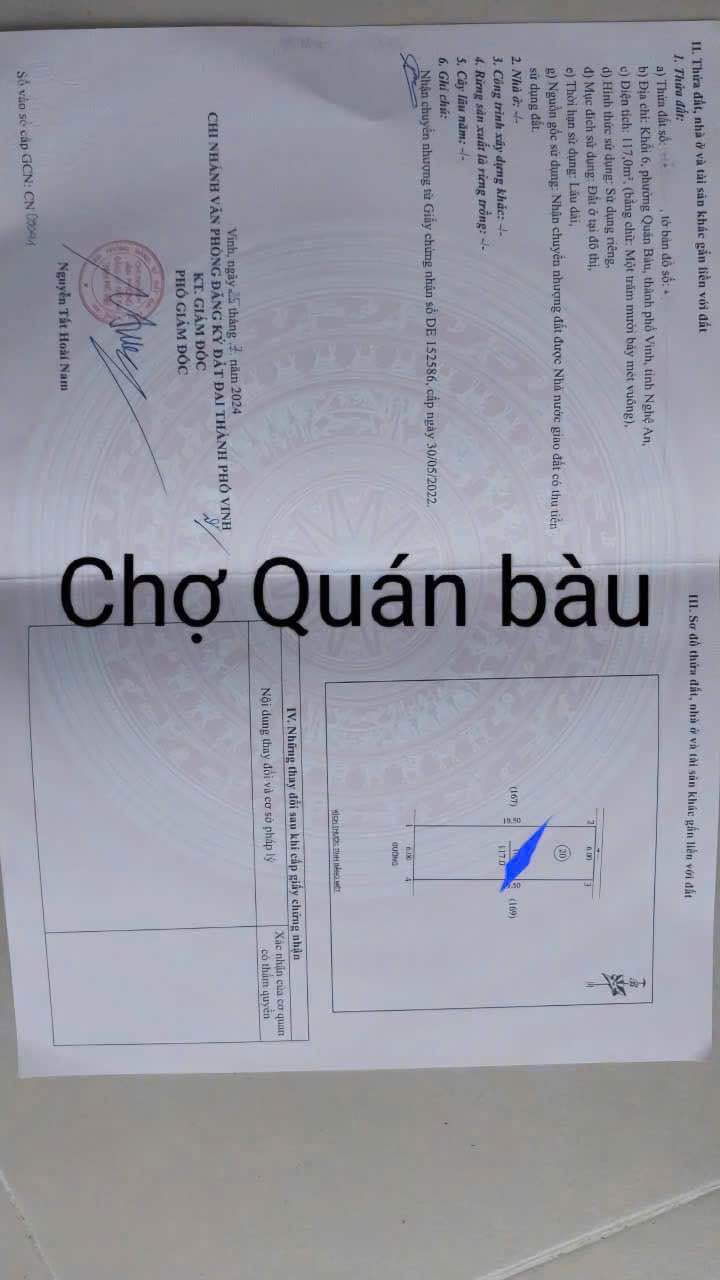 Đất nền Quán Bàu Vinh 117m² giá 600 triệu - Vị trí kinh doanh sầm uất!