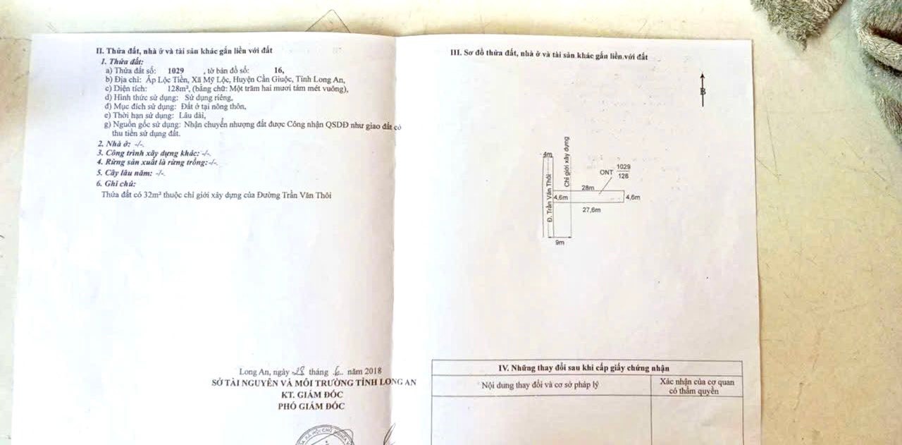 Đất nền mặt tiền đường Trần Văn Thôi, Cần Giuộc, 128m² giá chỉ 1.05 tỷ - Cơ hội đầu tư tuyệt vời!