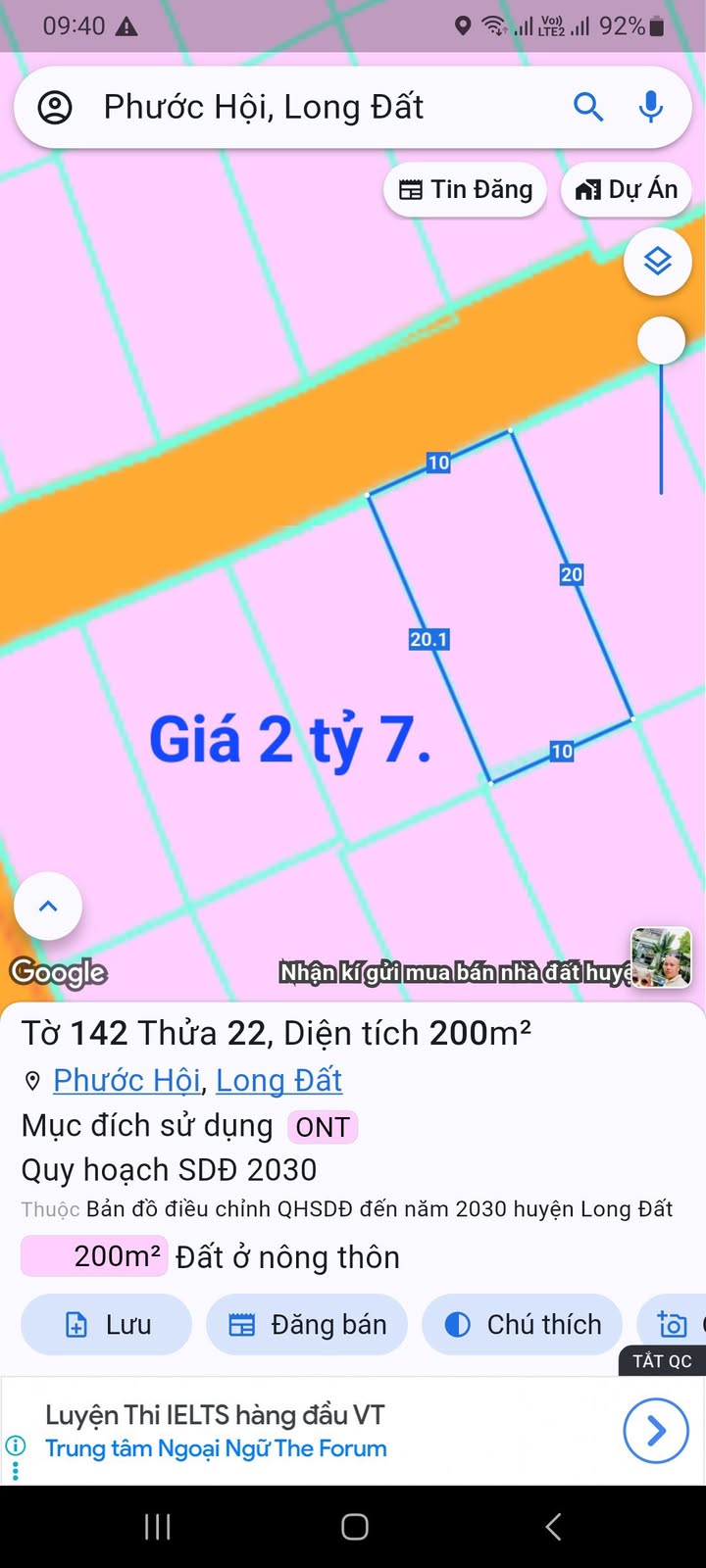 Đất thổ cư Lộc An, Đất Đỏ 200m² giá 2.7 tỷ - Đầu tư lý tưởng!