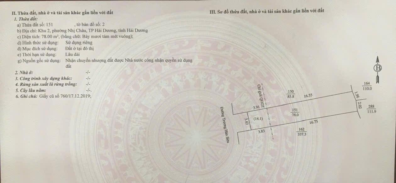 Đất mặt phố Trương Hán Siêu, Hải Dương 78m² giá 2.1 tỷ - Cơ hội kinh doanh tuyệt vời!