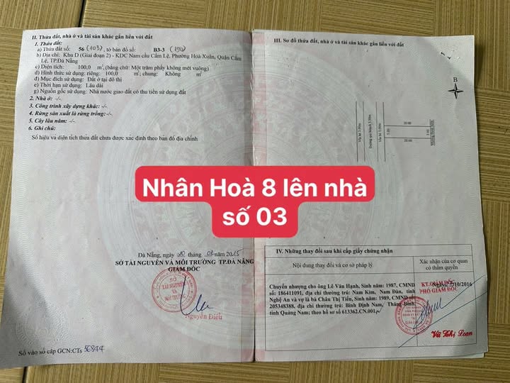 Đất nền đường Nhân Hoà 8, Hòa Xuân, 100m² giá 4.05 tỷ - Khu dân cư đông đúc!