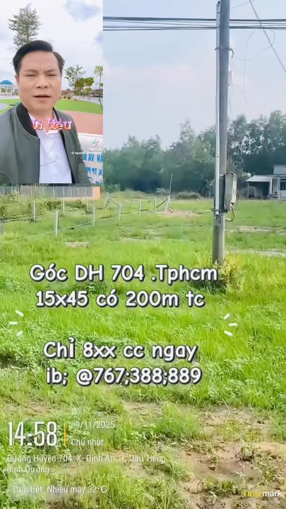 Đất nền mặt tiền đường DH704, Dầu Tiếng, Bình Dương 675m² giá 1.7 tỷ - Cơ hội đầu tư tuyệt vời!