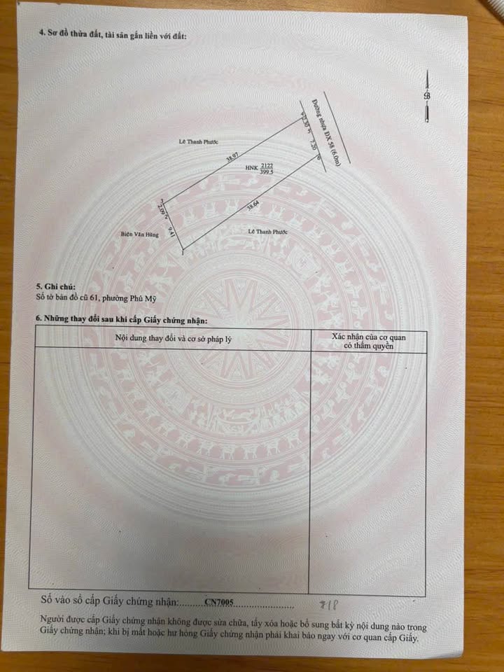 Đất nền mặt tiền đường DX58 Phú Mỹ 370.5m² giá 5.499 tỷ - Cơ hội đầu tư tuyệt vời!