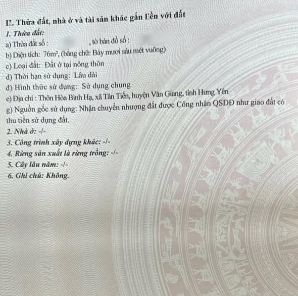 Đất nền 76m² Hoà Bình Hạ, Văn Giang - Giá chỉ 3 tỷ, cơ hội đầu tư tuyệt vời!