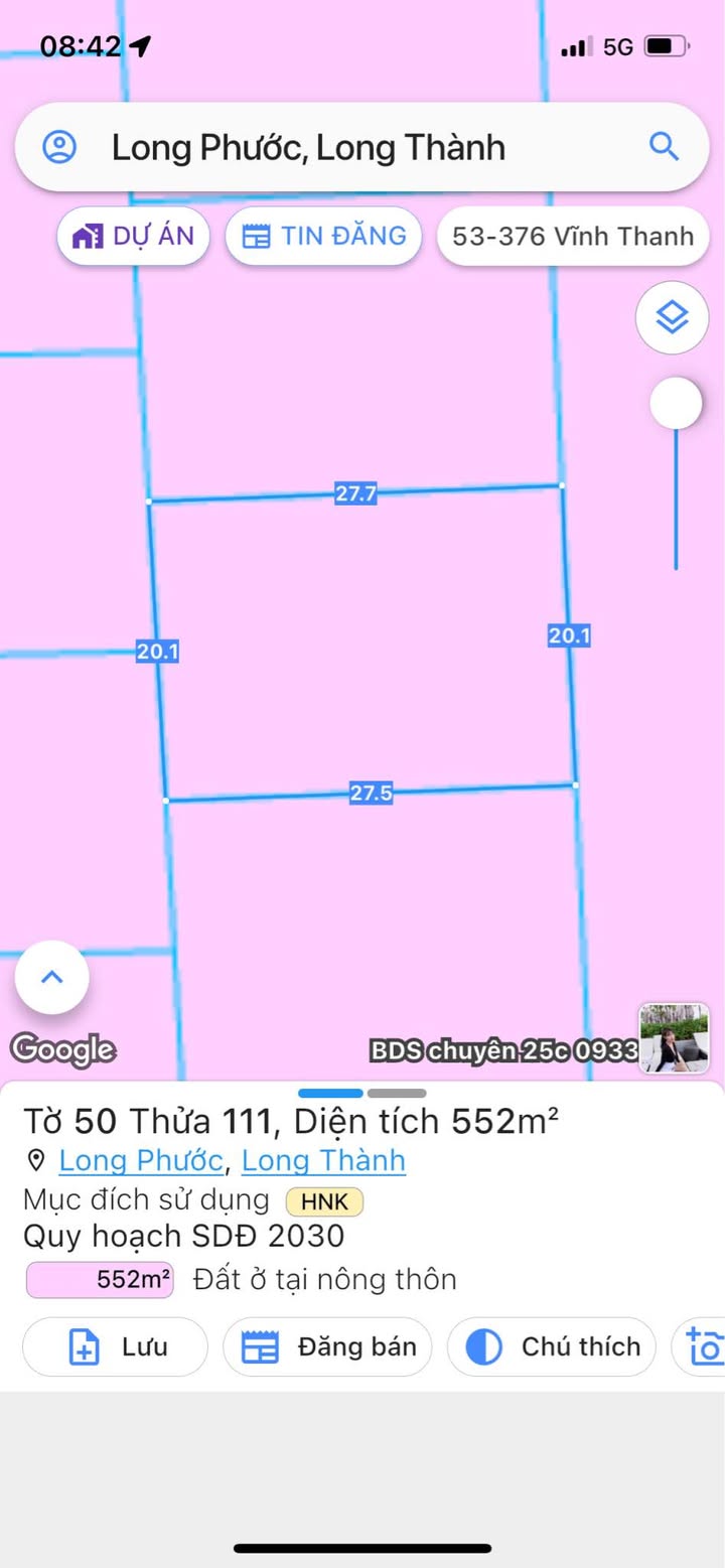 Đất nền xã Long Phước, Long Thành 552m² giá 1.8 tỷ - Cơ hội đầu tư lý tưởng!