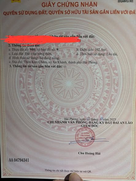 Đất nền Kim Châm - An Lão 105m² giá mềm - Đầu tư sinh lời tuyệt vời!