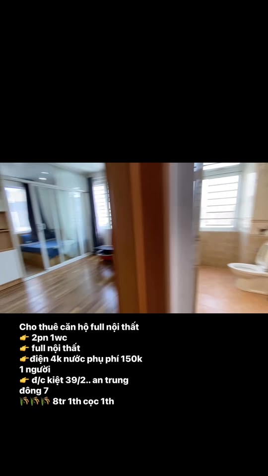 Căn hộ cho thuê quận Sơn Trà 2PN giá 8 triệu - Full nội thất tiện nghi!