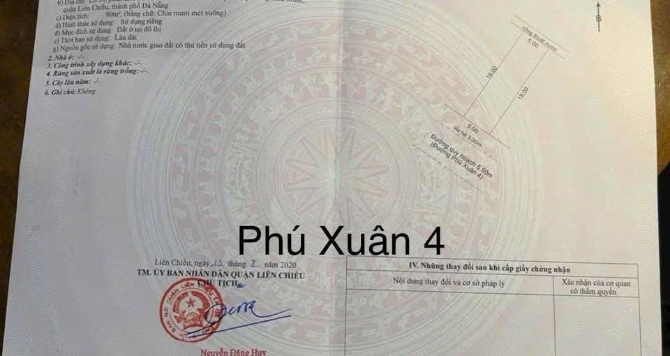 Đất tặng nhà C4 đường Phú Xuân 4, Đà Nẵng - Diện tích 90m² giá chỉ 5 tỷ!