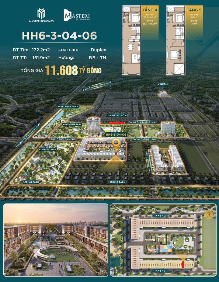 Căn hộ Duplex HH6-3 Mễ Trì 161,9m² giá 10,253 tỷ - Đầu tư sinh lời bền vững!