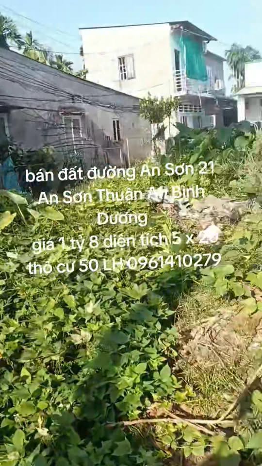 Đất nền hai mặt tiền đường An Sơn 21, Thuận An - Diện tích 100m², giá 1.8 tỷ - Cơ hội đầu tư hấp dẫn!