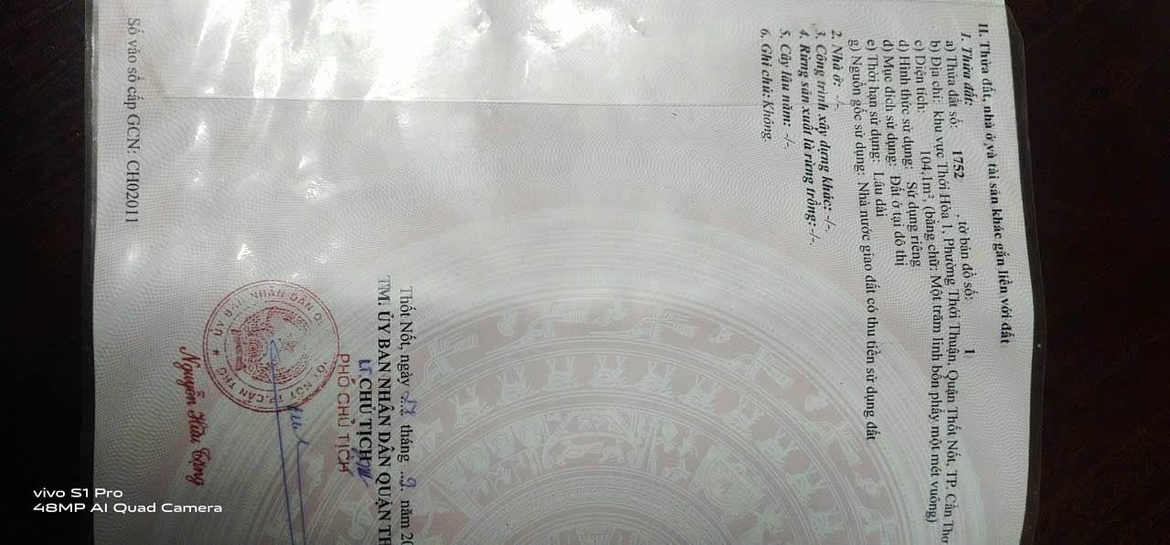 Đất nền Thới Thuận, Thốt Nốt 104m² - Khu vực sôi động, thích hợp kinh doanh!