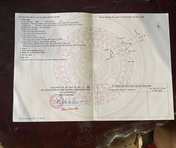 Đất ở Lê Hóa, Tuyên Hóa, Quảng Bình 301m² - Giá tốt chỉ 15.05 tỷ!