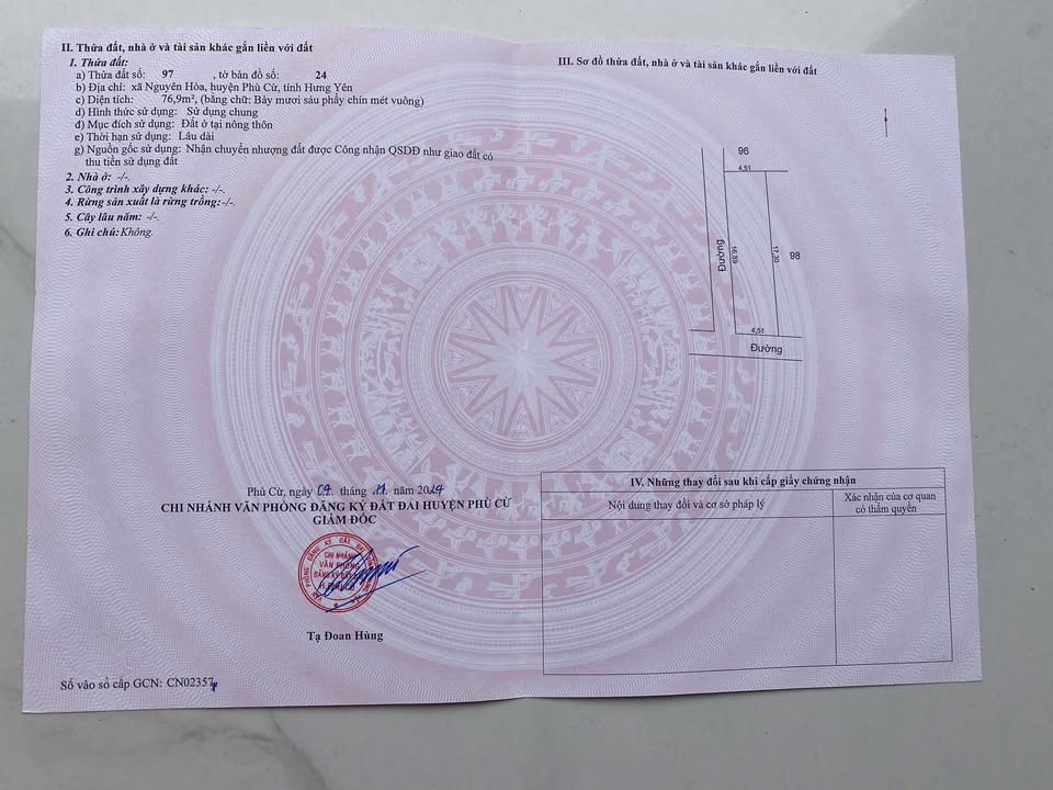 Lô đất đẹp tại La Tiến, Tống Trân, Phù Cừ 76.9m² - Tiềm năng tăng giá mạnh!