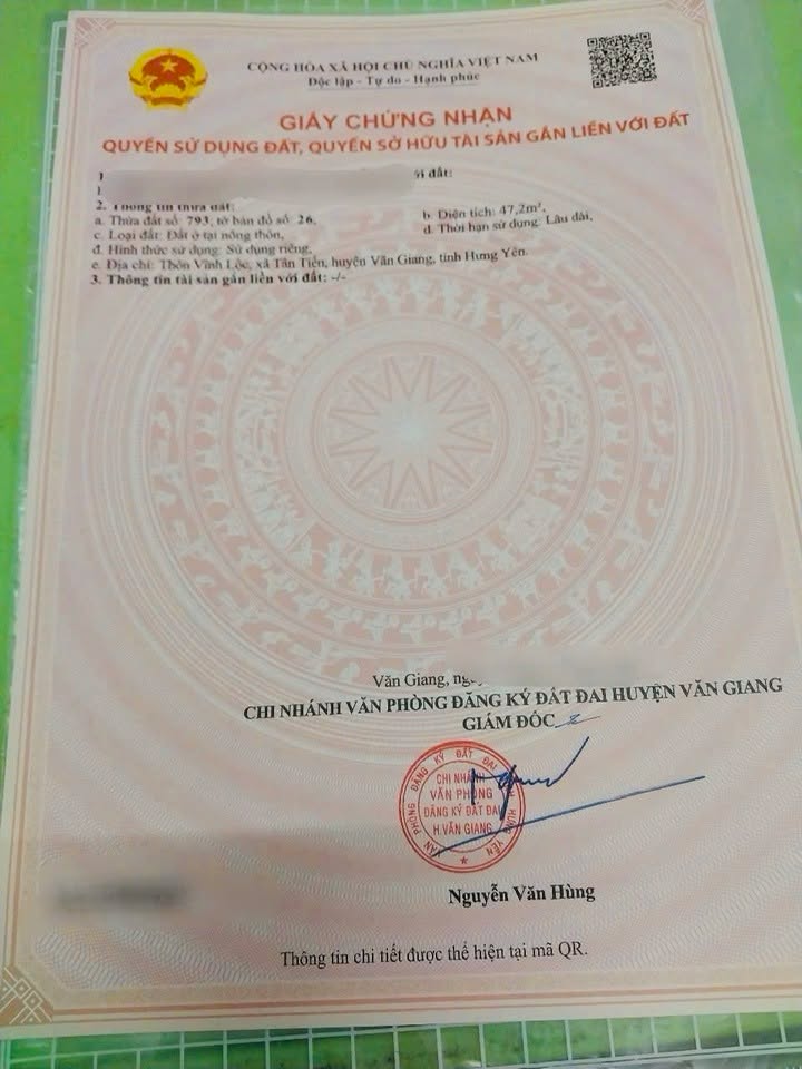 Đất nền thôn Vĩnh Lộc, xã Tân Tiến, Hưng Yên 47m² giá 3 tỷ - Cơ hội đầu tư lý tưởng!