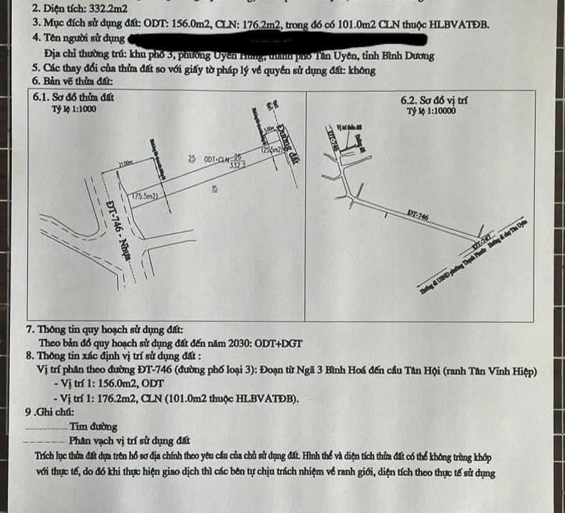Đất nền mặt tiền đường ĐT 746, Tân Uyên, 156m² giá 4 tỷ - Đầu tư sinh lời ngay!