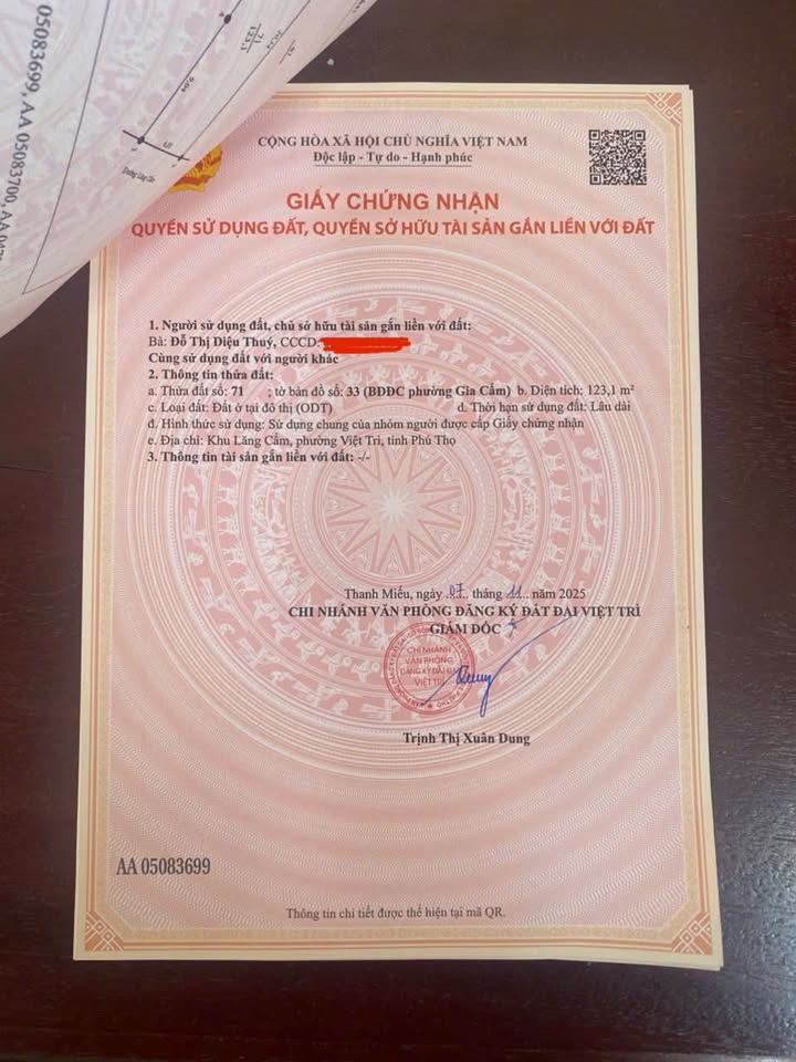 Đất nền chính chủ Gia Cẩm, Việt Trì 123.1m² - Hướng Đông Nam, nở hậu