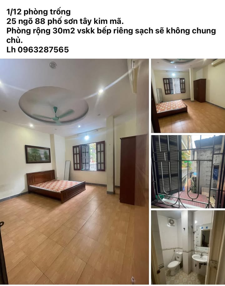 Phòng trọ cho thuê tại ngõ 88 đường Sơn Tây, quận Ba Đình - Diện tích 30m², giá thỏa thuận!