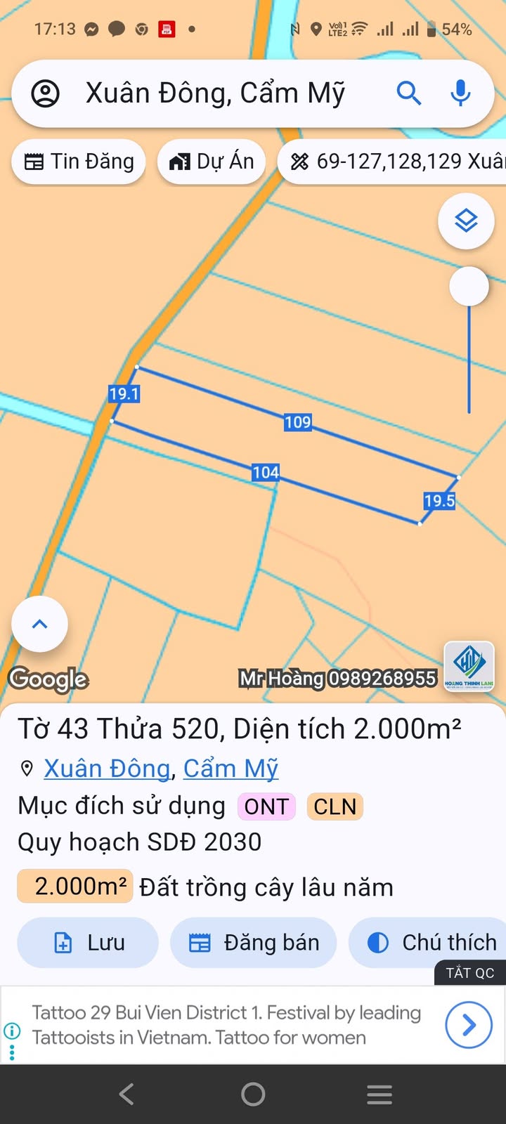 Đất nền Cẩm Mỹ 800m² giá 1.05 tỷ - Chính chủ bán gấp!