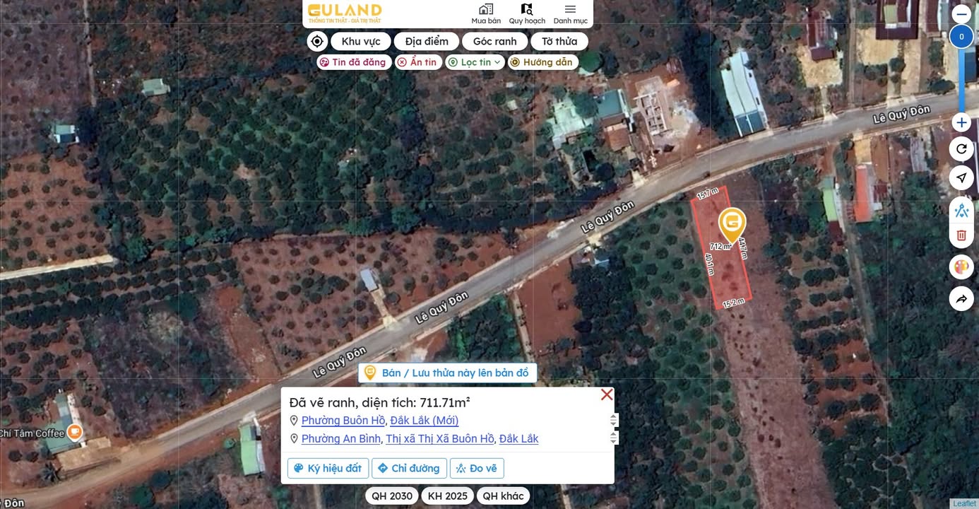 Đất 2 Mặt Tiền Lê Quý Đôn, Buôn Hồ 2625m² - Cơ Hội Đầu Tư Vàng!