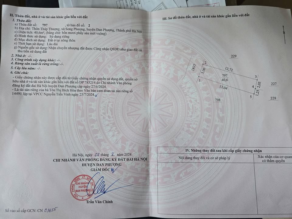 Đất nền Song Phượng Đan Phượng 40m² giá thỏa thuận - Cơ hội đầu tư hấp dẫn!