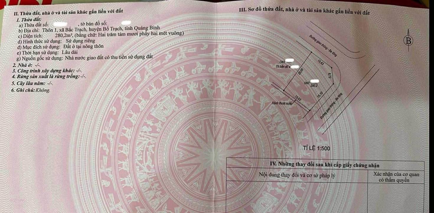 Đất nền Bắc Trạch 280m² giá 3 tỷ - View công viên đẹp