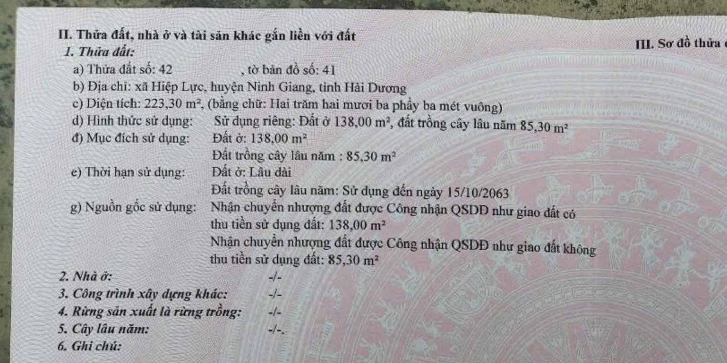 Đất nền Hiệp Lực Ninh Giang 223m² giá 600 triệu - Sổ đỏ chính chủ, đầu tư lý tưởng!