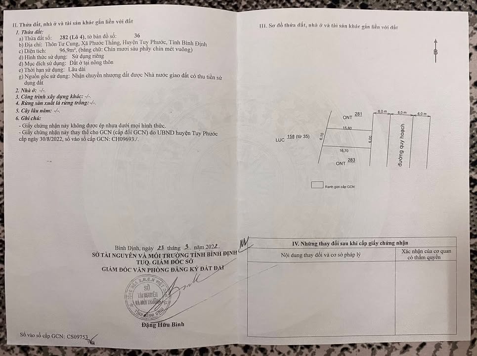 Đất nền chính chủ Phước Thắng, Tuy Phước 97m² chỉ 1 tỷ - Cơ hội hiếm có!