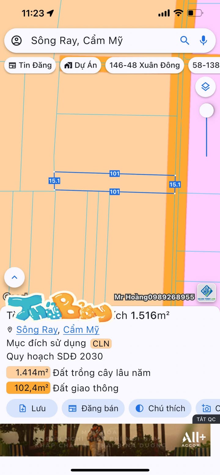 Đất nền Sông Ray 5000m² giá 1.32 tỷ - Đường nhựa Trương Định chỉ 300m!