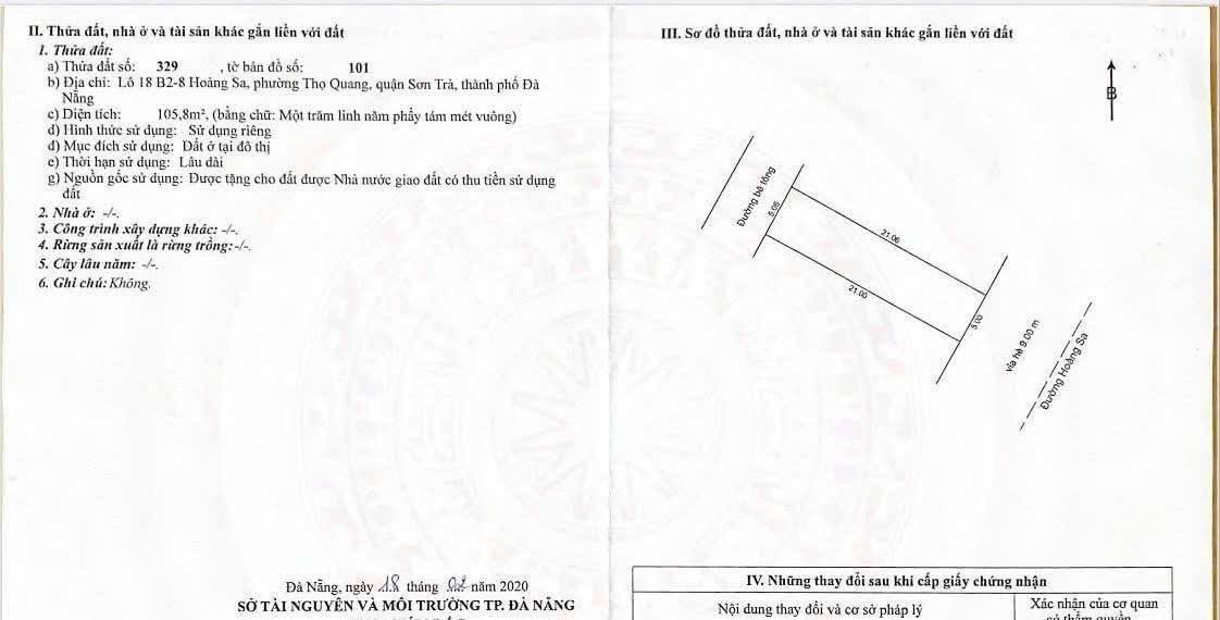 Đất nền Hoàng Sa, Sơn Trà - Đà Nẵng 212m² giá 70.972 tỷ - Đầu tư sinh lời ngay!