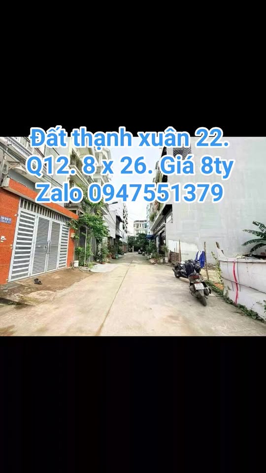 Bán đất nền Khu phân lô cao tầng TX22, Thạnh Xuân, Q12 - Diện tích 208m², giá chỉ 8 tỷ!