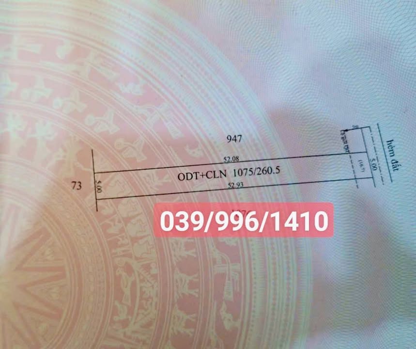 Đất thổ cư Bến Cầu Tây Ninh 260m² giá 425 triệu - Sổ hồng chính chủ