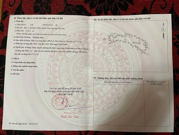 Đất thổ cư 400m² tại Xuân Thủy, Yên Lập - Giá chỉ 800 triệu!