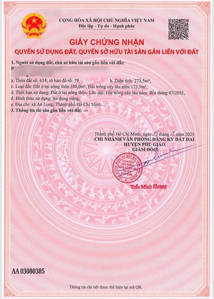 Đất nền An Linh, Phú Giáo 250m² giá chỉ 740 triệu - Cơ hội đầu tư hấp dẫn!