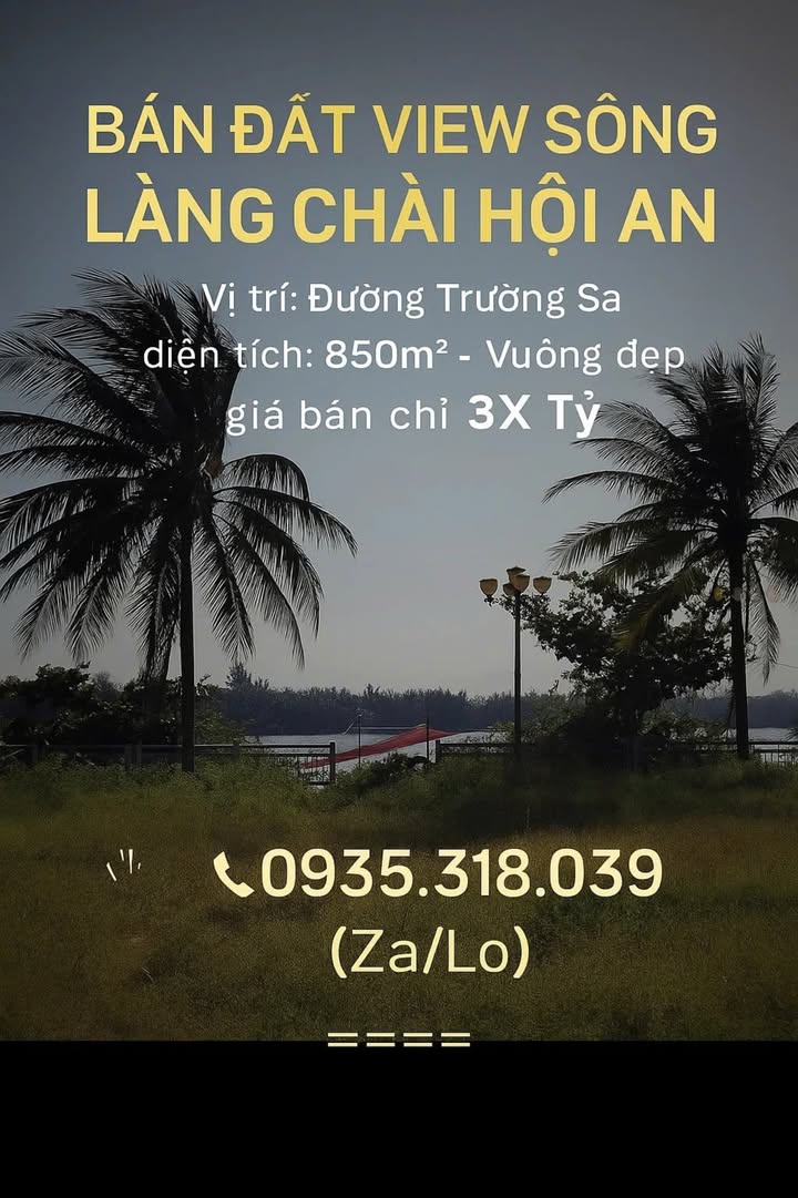 Đất nền Làng Chài Hội An 850m² giá 30 tỷ - View sông thơ mộng!