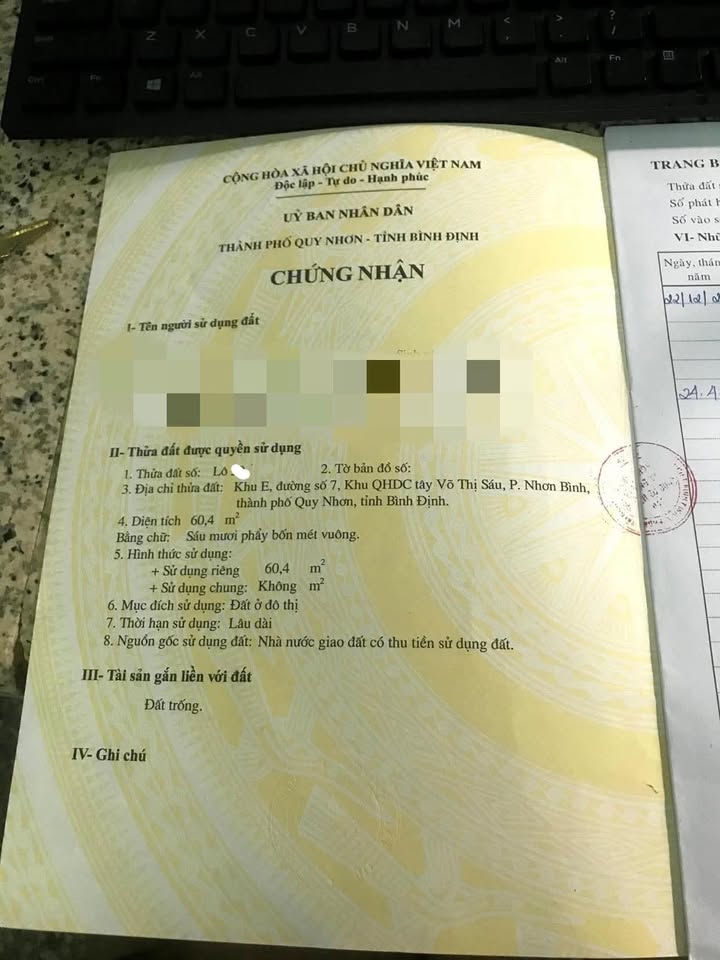 Đất nền phường Nhơn Bình, Quy Nhơn 60.4m² giá chỉ 2.8 tỷ - Đầu tư sinh lời ngay!